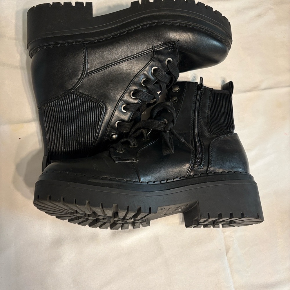 Indigo Black Women's Combat Boots - Picture 7 of 8